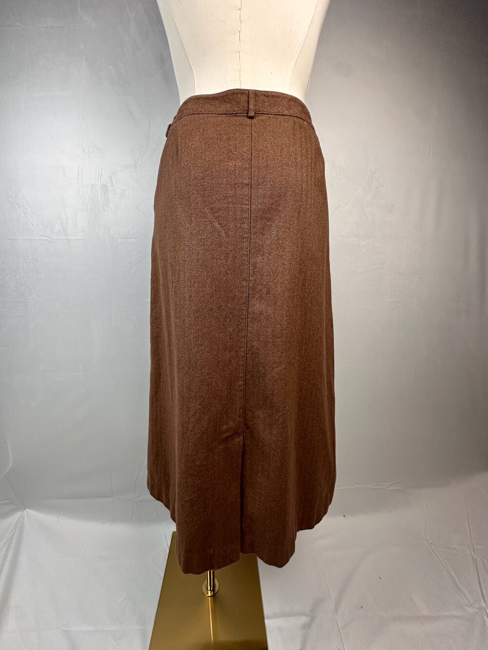 L.L.Bean Women’s Size 12 Brown Herringbone A-Line Midi Maxi Skirt Classic Fit